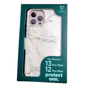 iPhone 12 or 13 Max Pro Phone Case White Marble Drop Protection NIB  JH1390